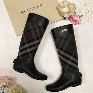 Burberry Rubber Charcoal Clemence Rain Boots
